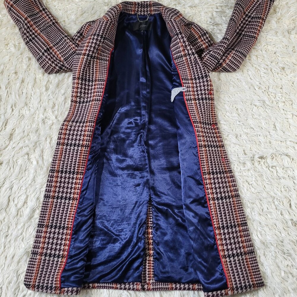J Crew Single Breasted Topcoat Cabernet Plaid Coat - Size 6 - Picture 13 of 16